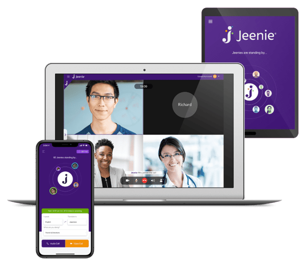 Jeenie Healthcare Interpreters on iPhone, Tablet, and Computer Jeenie Healthcare Interpreters on iPhone, Tablet, and Computer