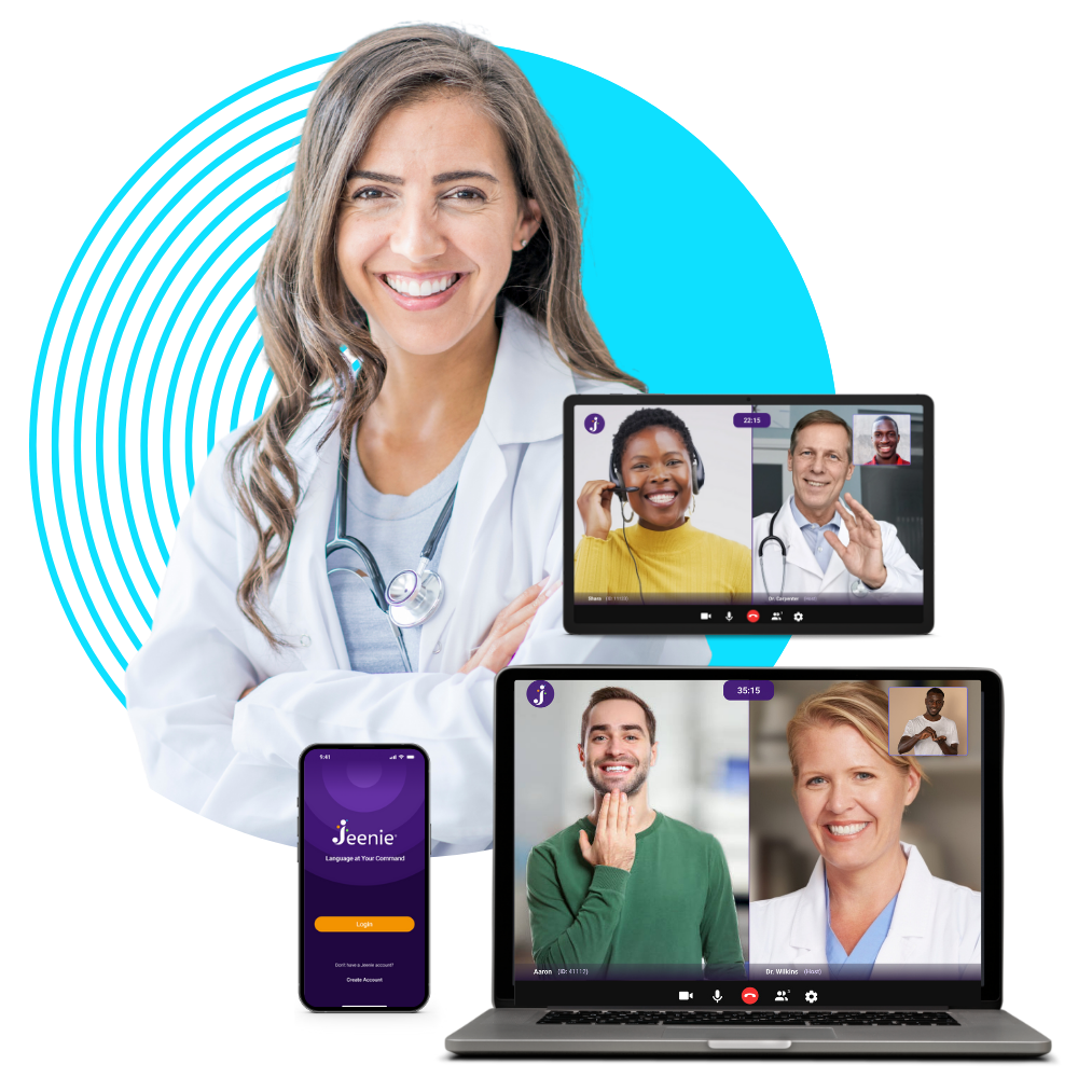 Asl medical interpreting Jeenie multiple devices