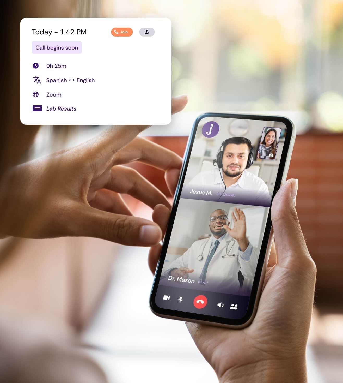 Image of a person using a mobile phone on a video call